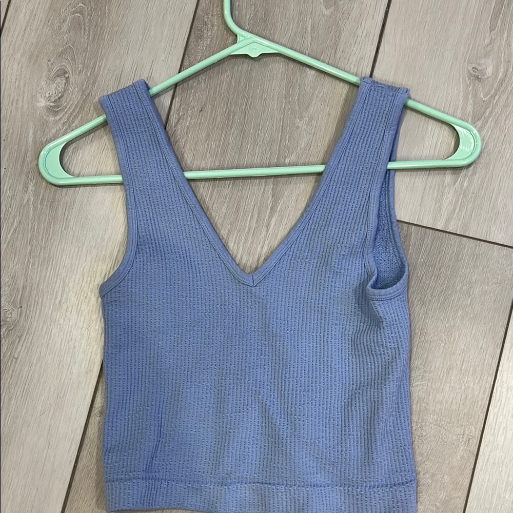 Hollister Blue Ribbed Crop Tank Top